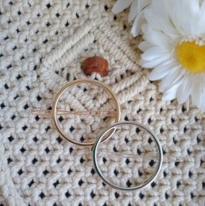 Circle hair barrette set silver gold simple boho